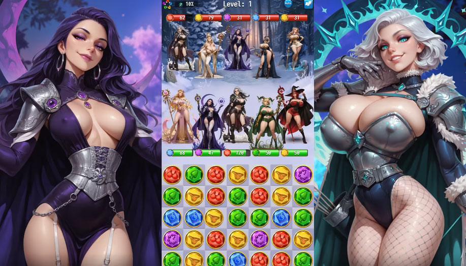 Puzzle hentai milf games with bonus raid of lust